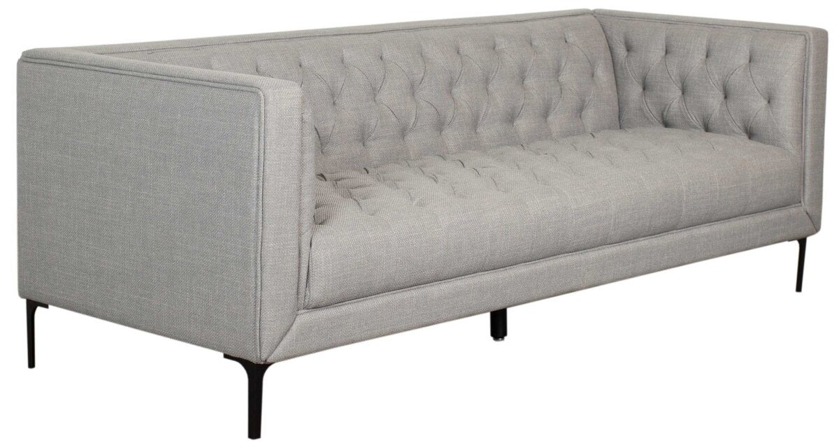 Sofa Dreisitzer Troia light grey mit Chesterfield Steppung