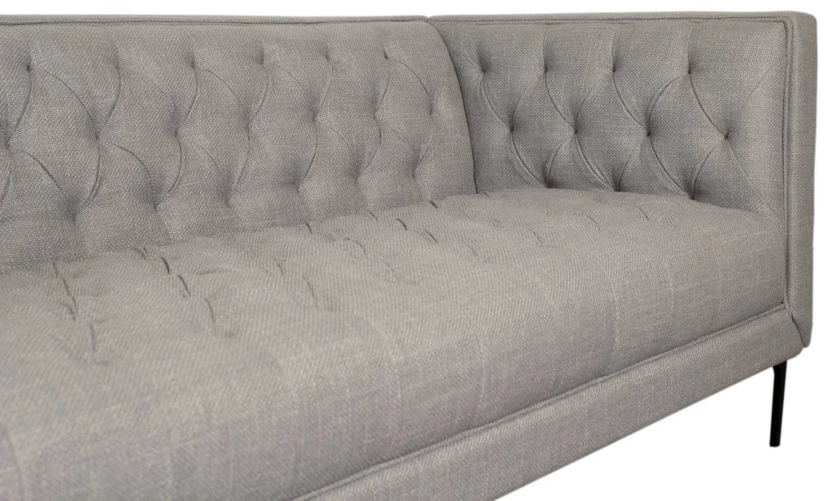 Sofa Dreisitzer Troia light grey mit Chesterfield Steppung