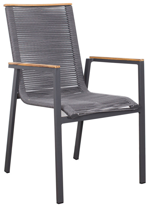 SET / Hammond Ausziehtisch 160/210 x 90 cm + Montana Diningstapelsessel Rope mit Teakarmlehne