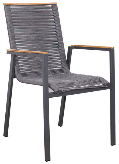 SET / Hammond Ausziehtisch 160/210 x 90 cm + Montana Diningstapelsessel Rope mit Teakarmlehne