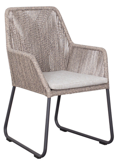 SET / Livingston Tisch dark rund + Adora Diningsessel PE twisted white coral