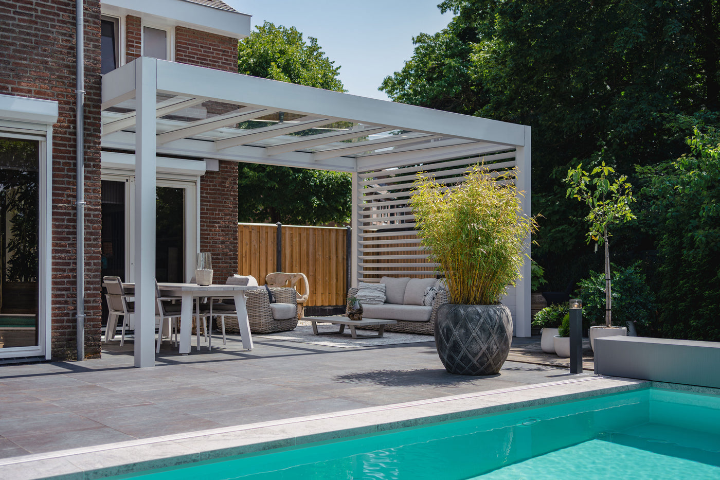 Cube Terrassendach freistehend auf 4 Stützen (inkl. Glaseindeckung in KLAR)