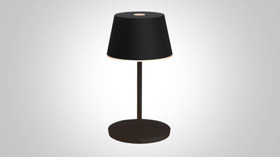 Dimmbare Akku-Tischlampe mit Acrylkranz, in schwarz mit Farbwechselfunktion, inkl. Ladebasis TL3RS