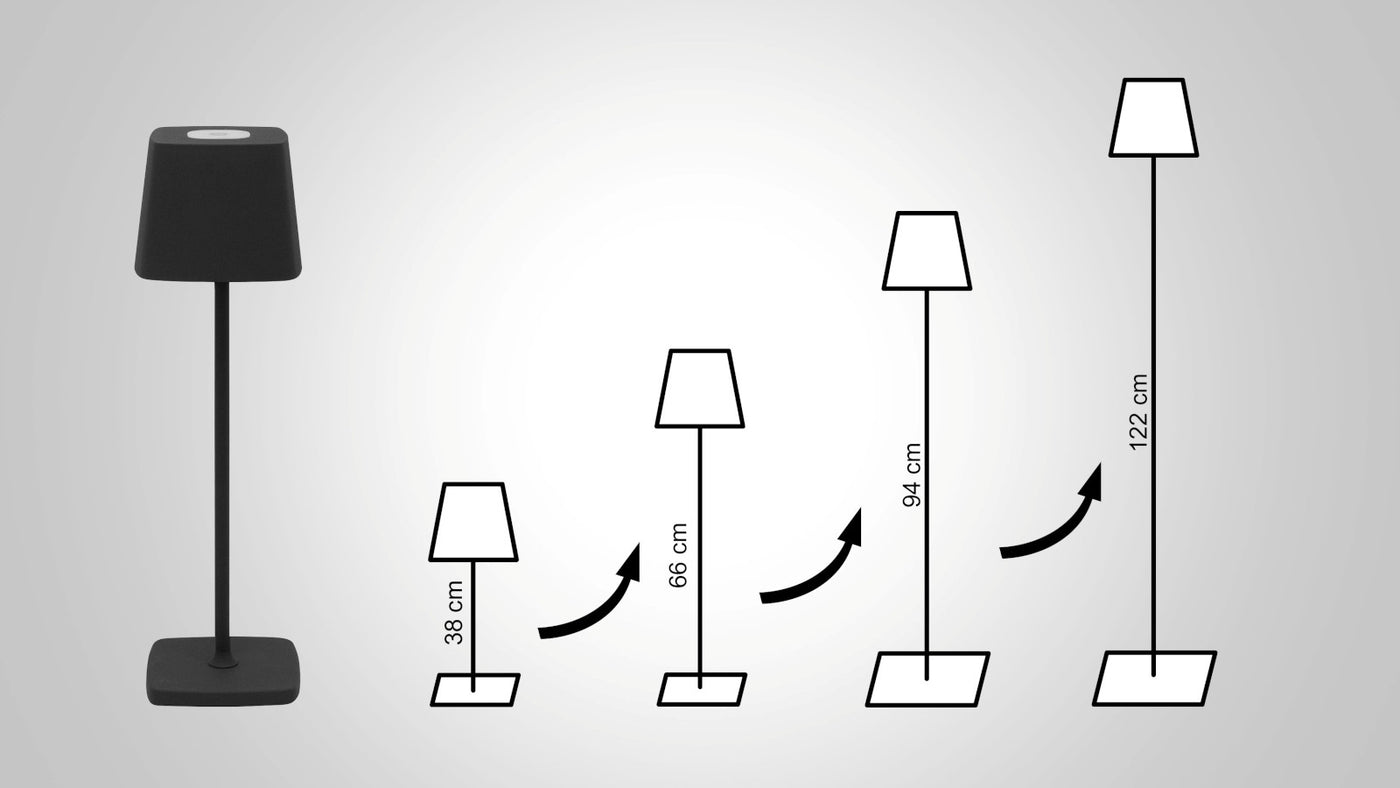 Höhenverstellbare Akku Tisch- und Stehlampe 4-in-1 TL5 in Schwarz oder Weiß