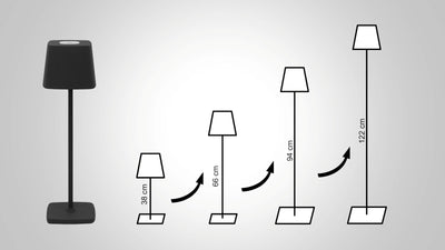 Höhenverstellbare Akku Tisch- und Stehlampe 4-in-1 TL5 in Schwarz oder Weiß