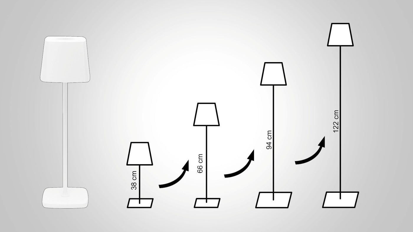 Höhenverstellbare Akku Tisch- und Stehlampe 4-in-1 TL5 in Schwarz oder Weiß