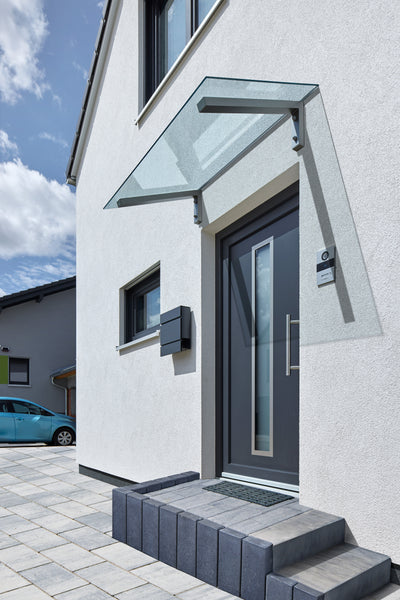 Pultvordach Bielefeld mit 8 mm VSG Sicherheitsglas in Klar