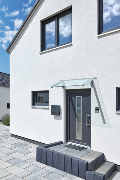 Pultvordach Bielefeld mit 8 mm VSG Sicherheitsglas in Klar