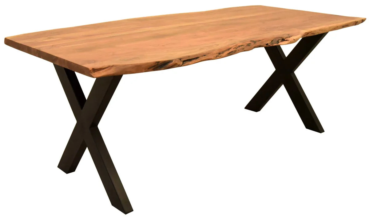 Baumkantentisch Catania Akazie X-Bein Gestell