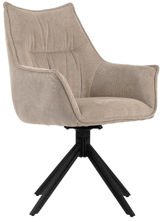 Esszimmer Set Ginosa beige & Tisch Barletta smoked oak rund 120cm