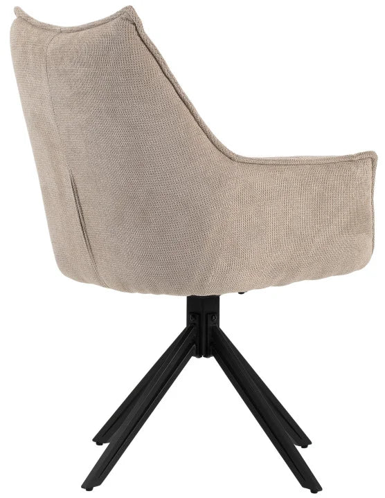 Esszimmer Set Ginosa beige & Tisch Barletta smoked oak rund 120cm