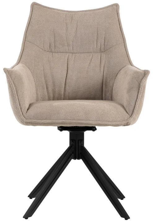 Esszimmer Set Ginosa beige & Tisch Barletta smoked oak rund 120cm