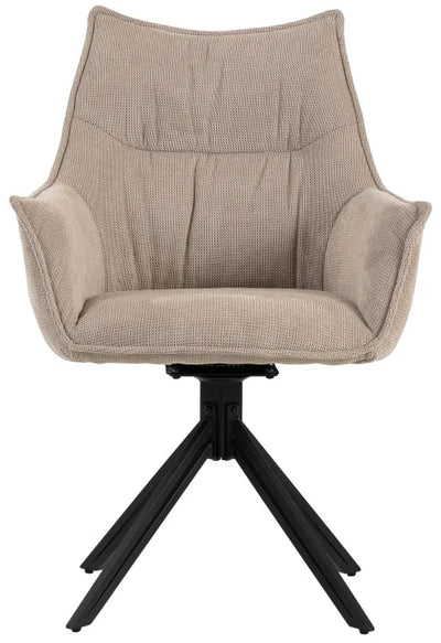 Esszimmer Set Ginosa beige & Tisch Barletta smoked oak rund 120cm