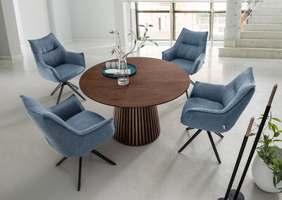 Esszimmer Set Ginosa blau & Tisch Barletta smoked oak rund 120cm