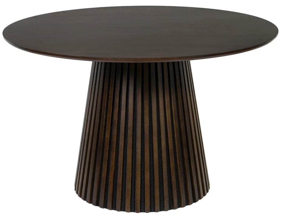 Esszimmer Set Ginosa beige & Tisch Barletta smoked oak rund 120cm