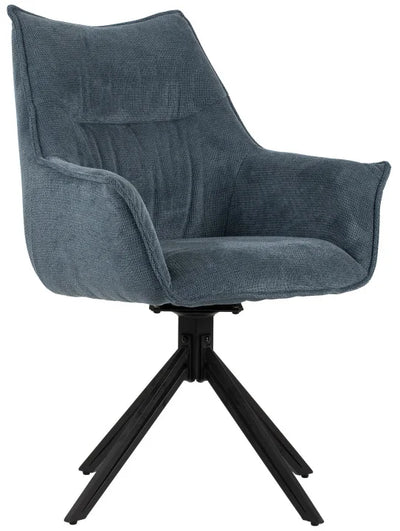 Esszimmer Set Ginosa blau & Tisch Barletta smoked oak rund 120cm