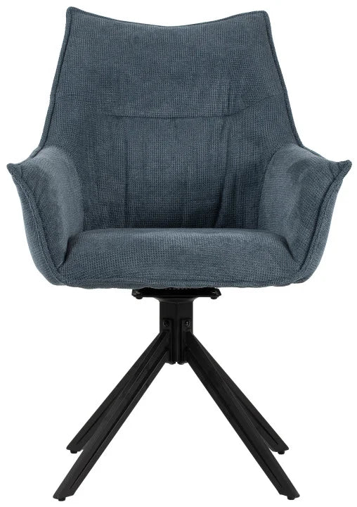 Esszimmer Set Ginosa blau & Tisch Barletta smoked oak rund 120cm