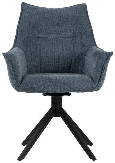 Esszimmer Set Ginosa blau & Tisch Barletta smoked oak rund 120cm