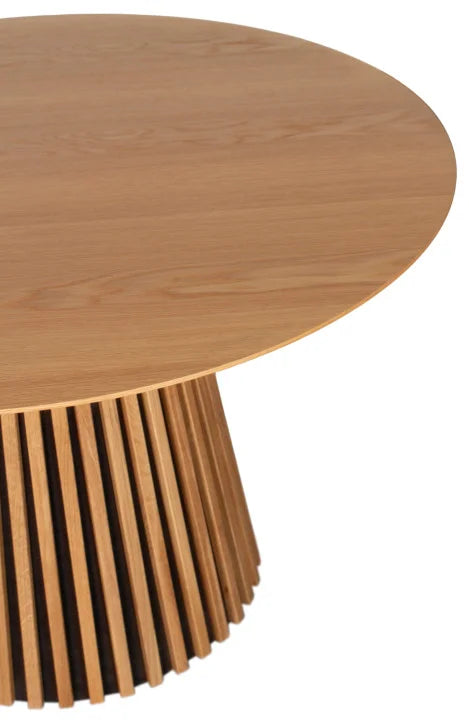 Esszimmer Set Ginosa blau & Tisch Oria natur rund 120cm