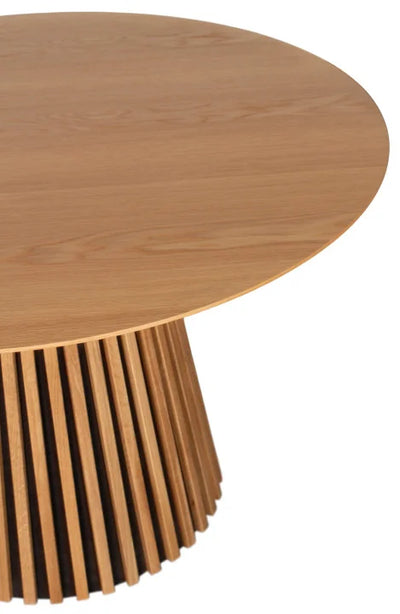 Esszimmer Set Ginosa blau & Tisch Oria natur rund 120cm