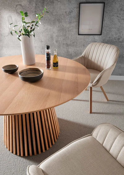 Esszimmer Set Matera beige & Tisch Oria Natur Oak