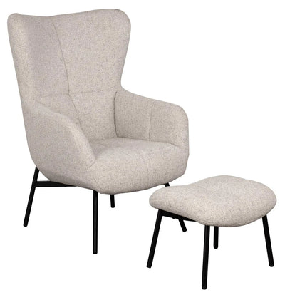 Ohrensessel Sava Beige inkl. Fußhocker