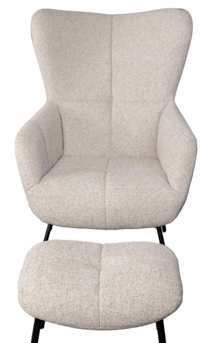 Ohrensessel Sava Beige inkl. Fußhocker