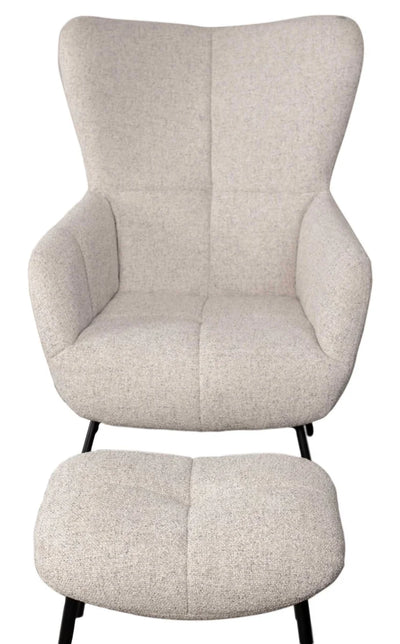 Ohrensessel Sava Beige inkl. Fußhocker