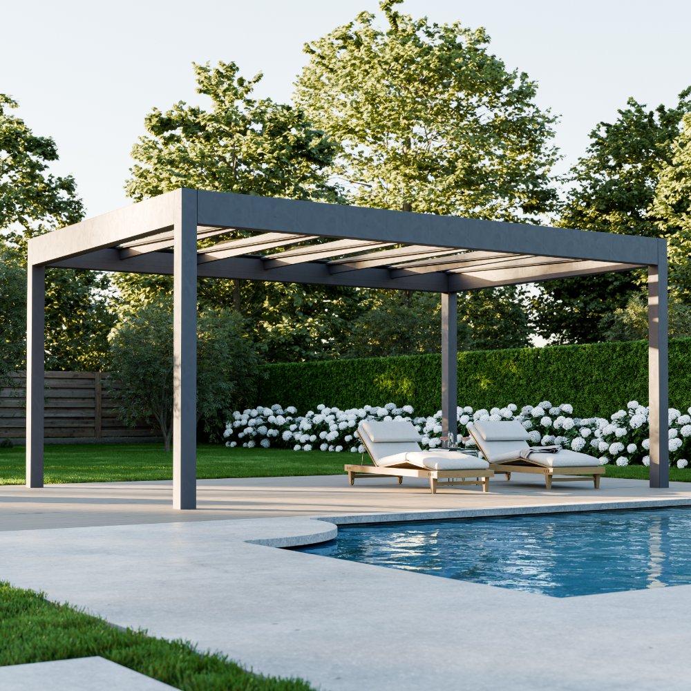 Cube Terrassendach freistehend auf 4 Stützen (inkl. Glaseindeckung in KLAR)