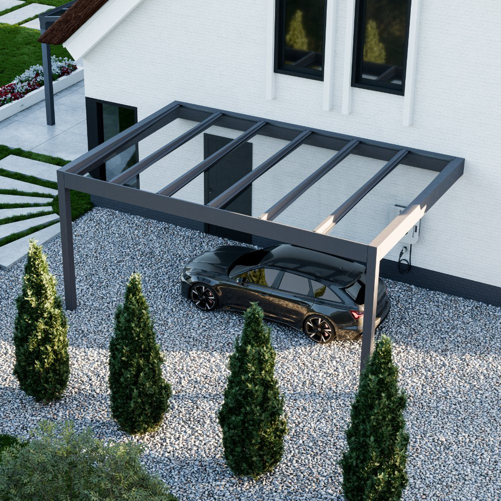 Cube Terrassendach freistehend auf 4 Stützen (inkl. Glaseindeckung in KLAR)