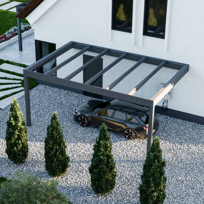 Cube Terrassendach freistehend auf 4 Stützen (inkl. Glaseindeckung in KLAR)