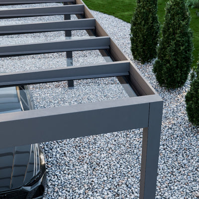 Cube Terrassendach freistehend auf 4 Stützen (inkl. Glaseindeckung in KLAR)