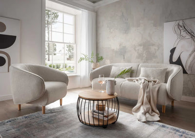 Sofa Alezio Dreisitzer beige inkl. Knuffelkissen