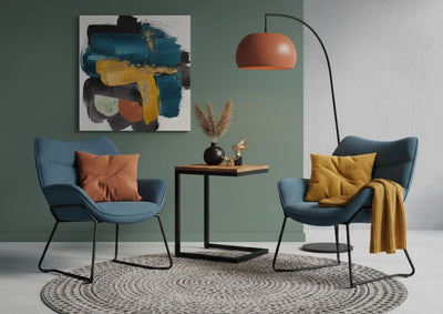 Wohnzimmer Set Aliano blau & Beistelltisch Materos