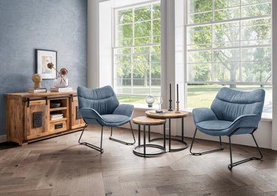 Wohnzimmer Set Aliano blau & Beistelltisch Fermo 2er Set