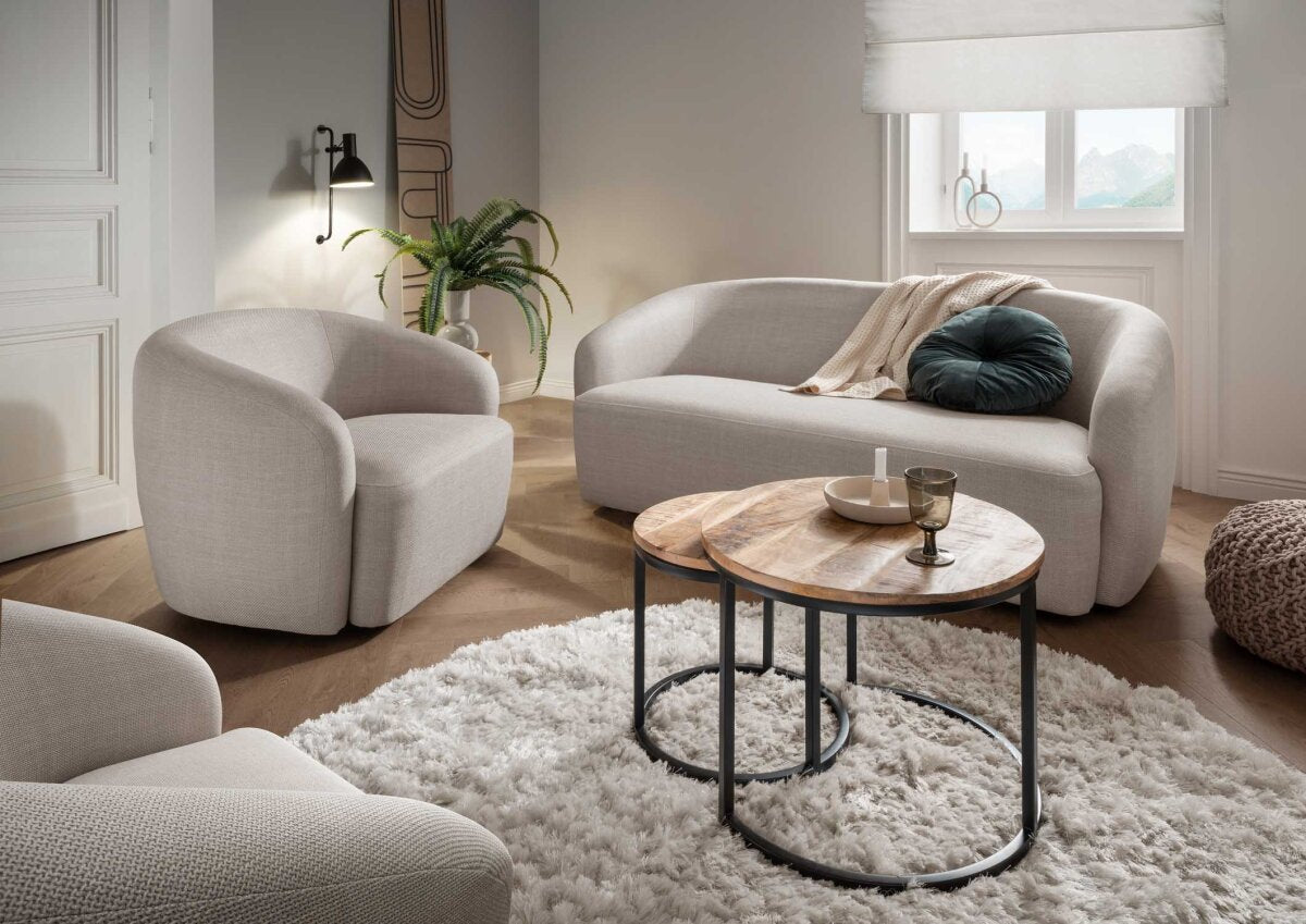 Wohnzimmer Set Loconia beige & Tisch Fermo 2er Set